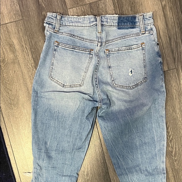 Abercrombie & Fitch Curve Love 27/4 skinny high rise distressed Light Blue jeans - Picture 3 of 5